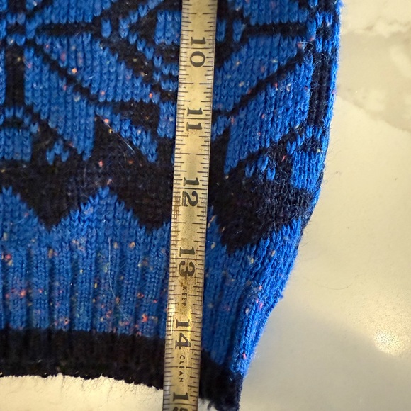 Vintage Dr. Denton Kids Sweater Blue Black Zigzag Snowflake Knit - Picture 4 of 4